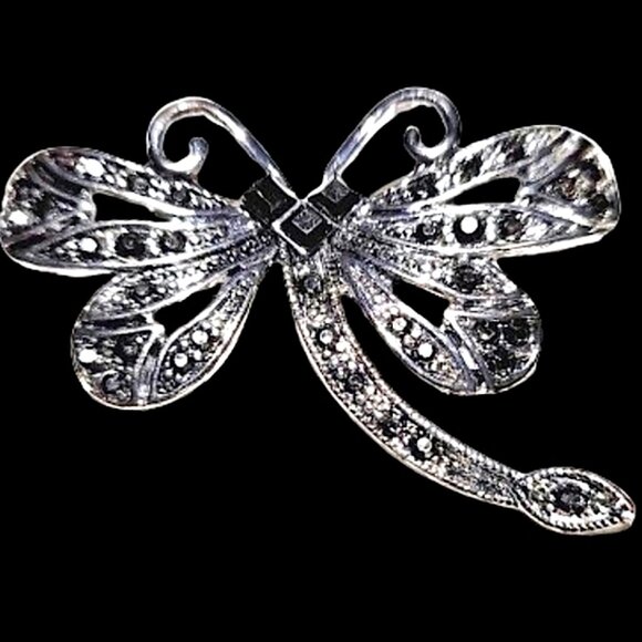 Vintage Silver-Tone and Marcasite Dragonfly Brooch - Picture 5 of 5
